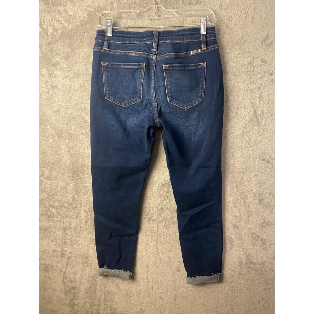 KanCan Distressed Skinny Jeans Women's 7/27 Dark Wash Stretch Denim Mid Rise - Picture 5 of 7